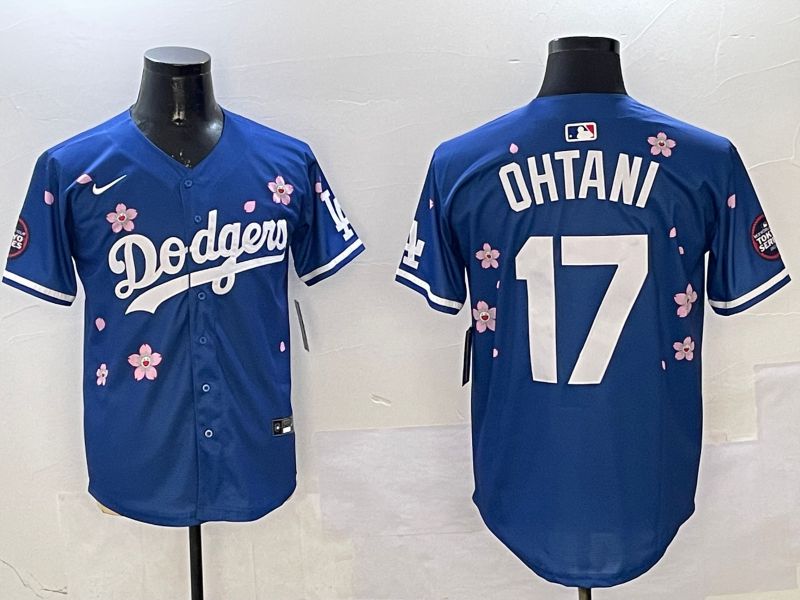 Men Los Angeles Dodgers 17 Ohtani Blue Sakura Edition 2025 Nike MLB Jersey style 9